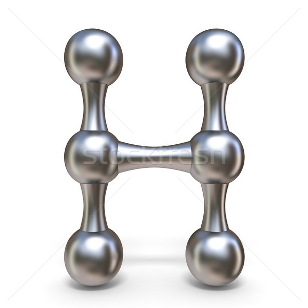 Acél molekuláris betűtípus h betű 3D 3d render Stock fotó © djmilic