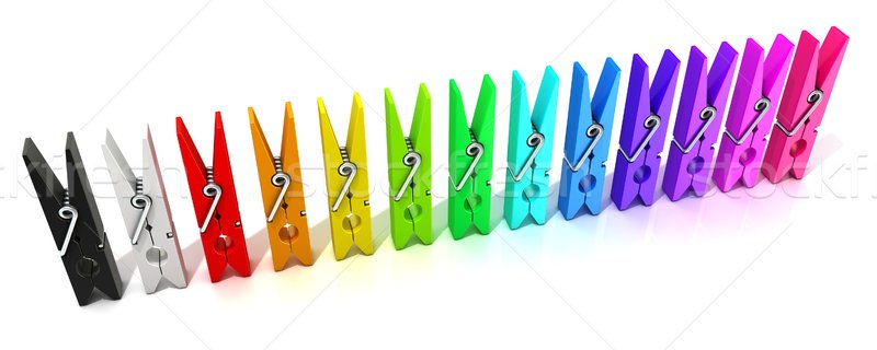 Set of colorful clothes pins. Side view Stock photo © djmilic