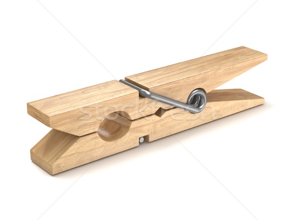 One wooden clothespin. 3D Stock photo © djmilic
