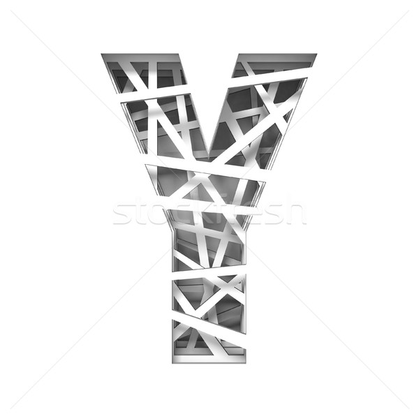 Paper cut out font letter Y 3D Stock photo © djmilic