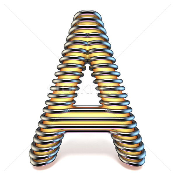 Orange yellow letter A in metal cage 3D Stock photo © djmilic