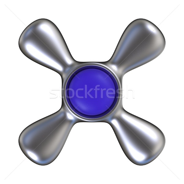 Water tap with blue plastic center. Top view. 3D Stock photo © djmilic