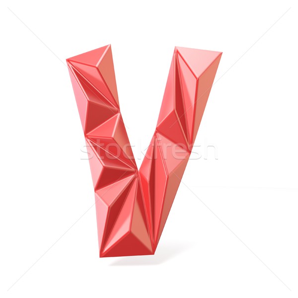 Red modern triangular font letter V. 3D Stock photo © djmilic