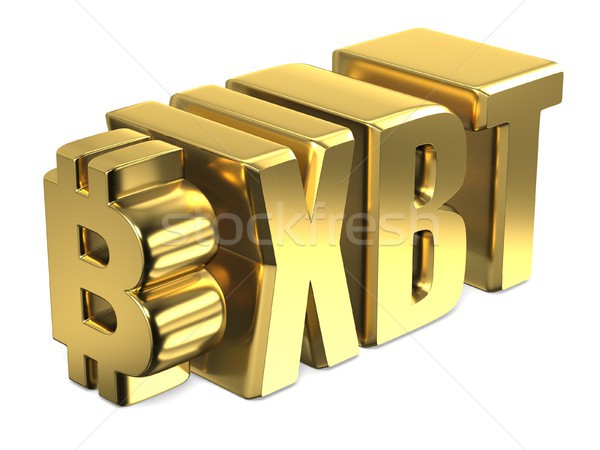 Bitcoin XBT golden currency sign 3D Stock photo © djmilic