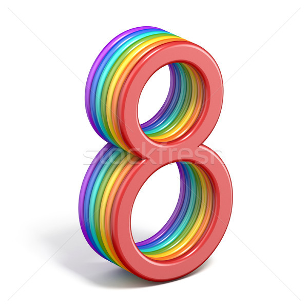 Rainbow carattere numero otto 3D Foto d'archivio © djmilic