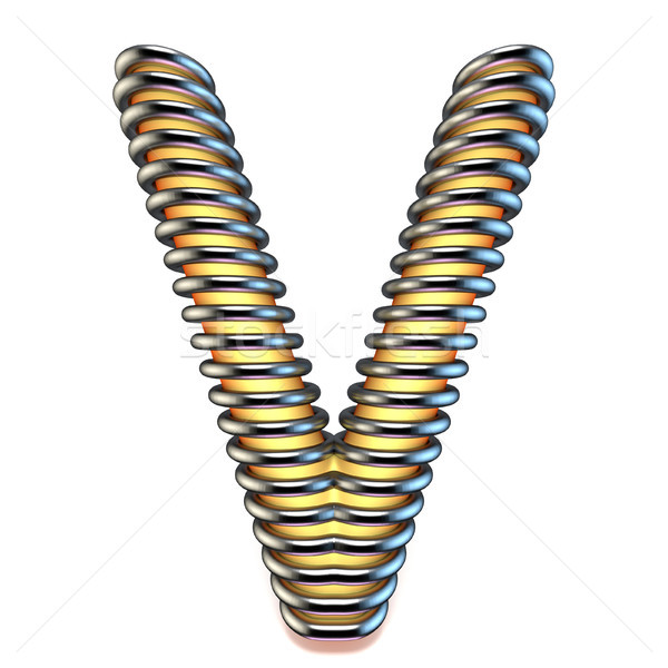 Orange yellow letter V in metal cage 3D Stock photo © djmilic