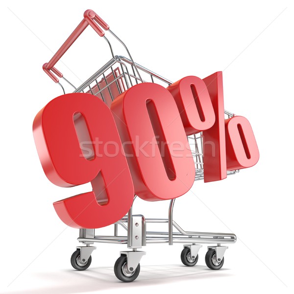 90% - ninety percent discount in front of shopping cart. Sale co Stock photo © djmilic