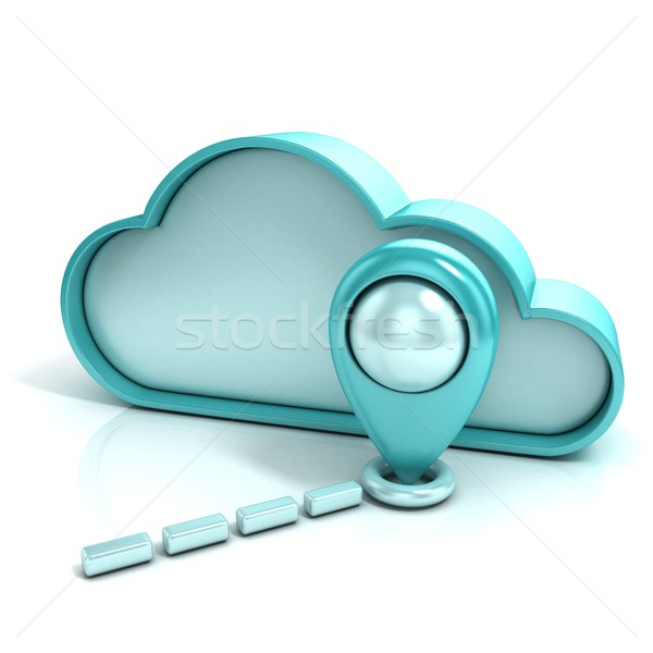 Cloud with map pointer. Favorite places. 3D Stock photo © djmilic