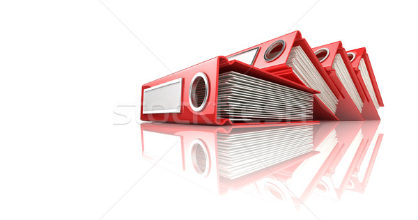 Red office binder folders. 3D Stock photo © djmilic