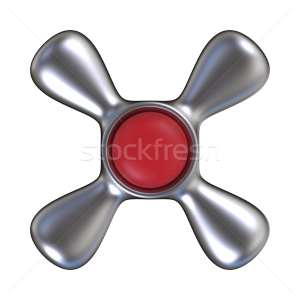 Water tap with red plastic center. Top view. 3D Stock photo © djmilic