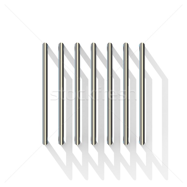 Silver, steel wire square with vertical shadows. 3D Stock photo © djmilic