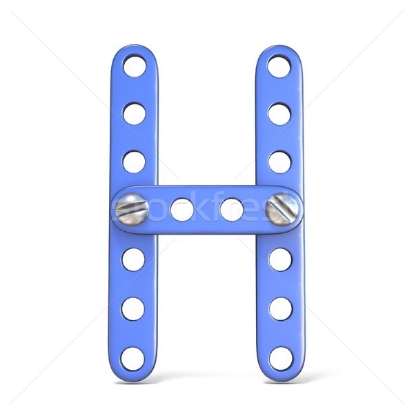 Alphabet made of blue metal constructor toy Letter H 3D Stock photo © djmilic