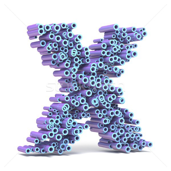 Purple blue font made of tubes LETTER X 3D Stock photo © djmilic