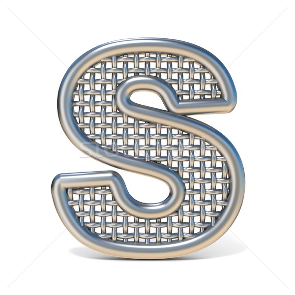 Outlined metal wire mesh font LETTER S 3D Stock photo © djmilic