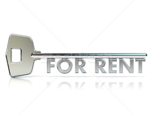 Door key FOR RENT sign. 3D Stock photo © djmilic