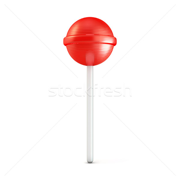 Stock photo: Single red lollipop. 3D
