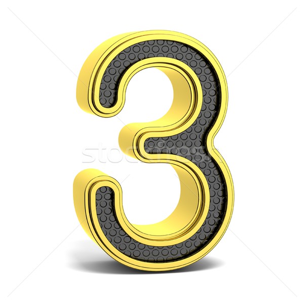 Golden and black round font. Number 3. 3D Stock photo © djmilic