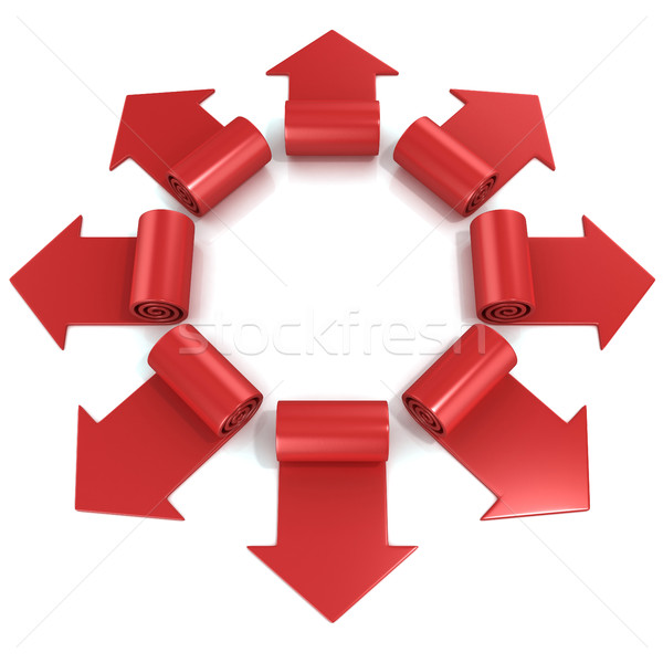 Red spiral arrows directed of the center Stock photo © djmilic