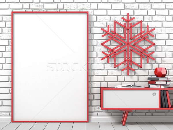 Mock up blank picture frame, Christmas decoration popsicle stick Stock photo © djmilic