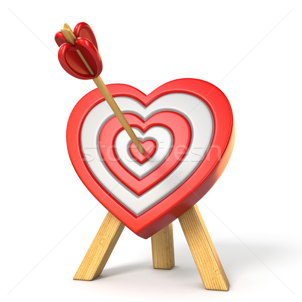 Heart shaped target with the arrow in the center 3D Stock photo © djmilic
