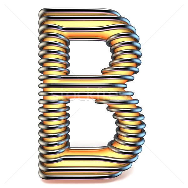 Orange yellow letter B in metal cage 3D Stock photo © djmilic