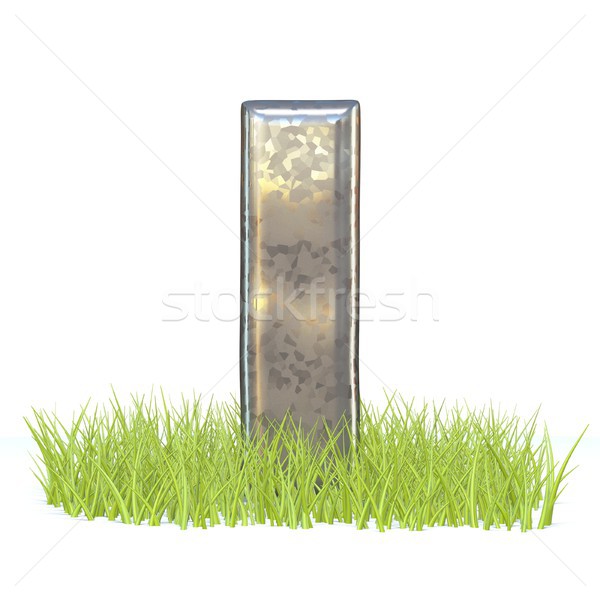 Galvanized metal font Letter I in grass 3D Stock photo © djmilic