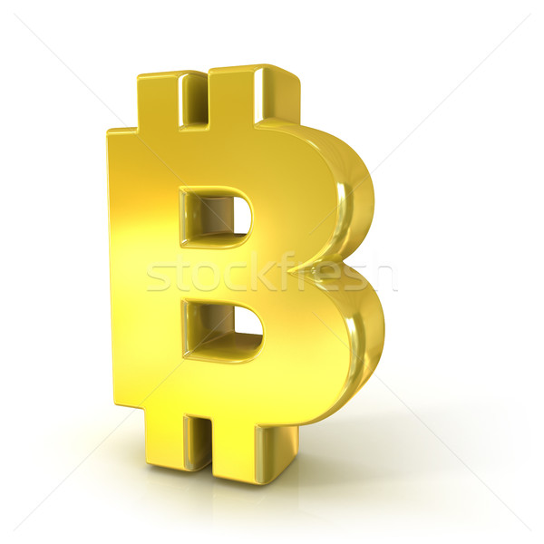 Bitcoin 3D golden sign Stock photo © djmilic