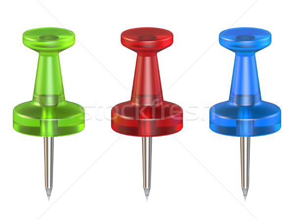 Color push pins. Front view. 3D Stock photo © djmilic