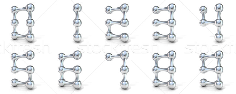 Molekularny chrzcielnica liczbowy cyfry kolekcja 3D Zdjęcia stock © djmilic