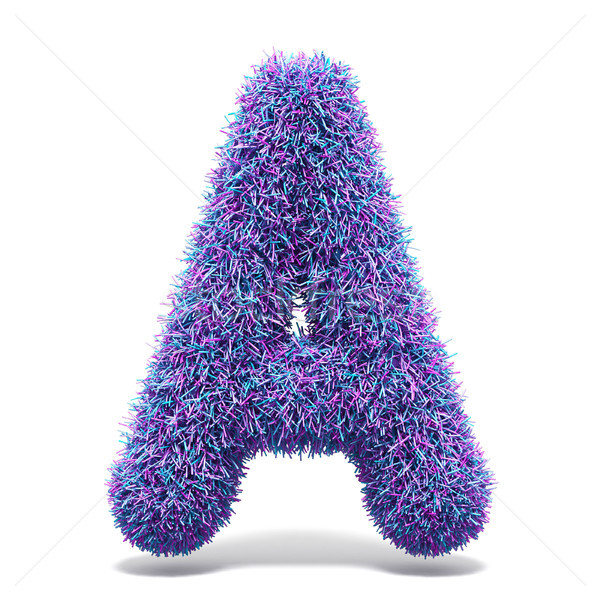 Purple faux fur LETTER A 3D illustration Stock photo © djmilic