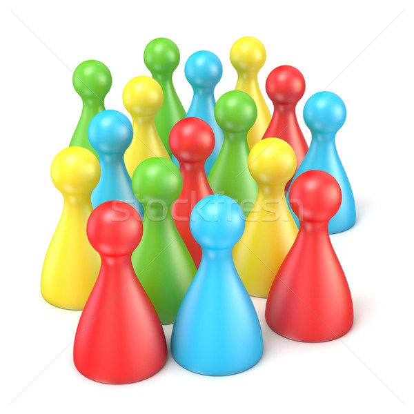 Colorful playing figures in crowd. 3D Stock photo © djmilic
