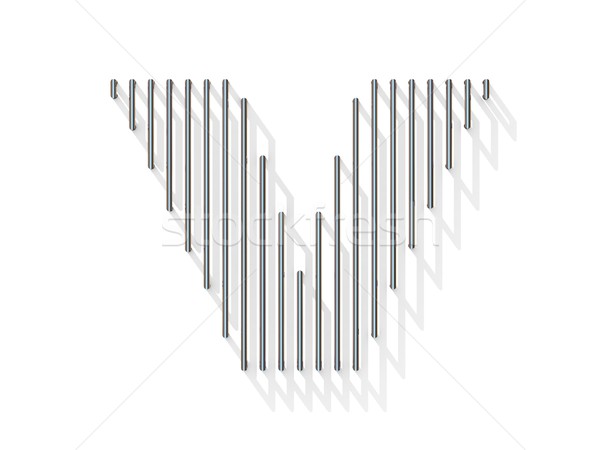 Silver, steel wire font. Letter V Stock photo © djmilic