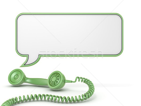 Green telephone handset and speech bubble 3D Stock photo © djmilic