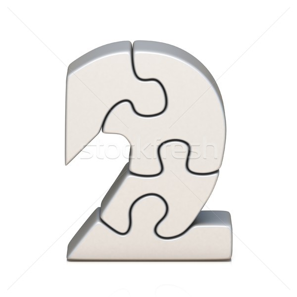 White puzzle jigsaw number TWO 2 3D Stock photo © djmilic