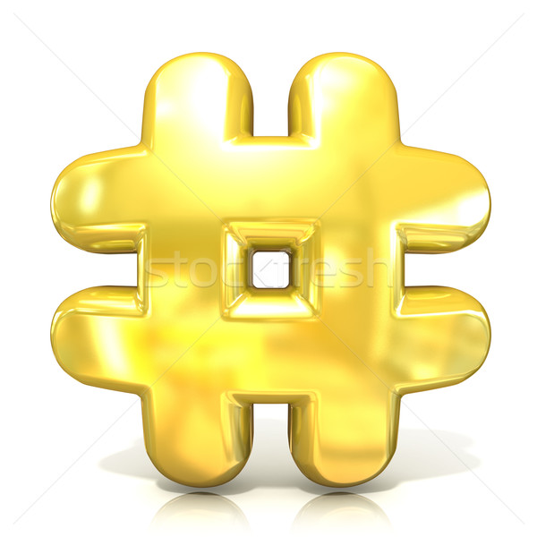 Hashtag, number mark 3D golden sign Stock photo © djmilic