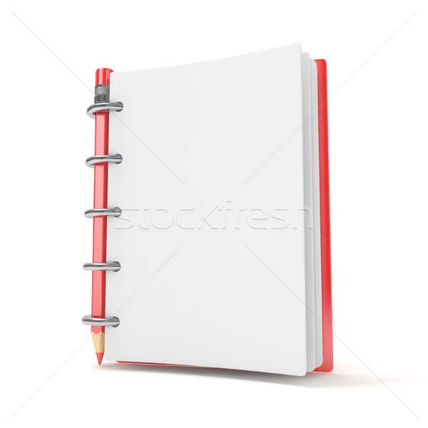 Stock photo: Blank notepad and pencil. 3D