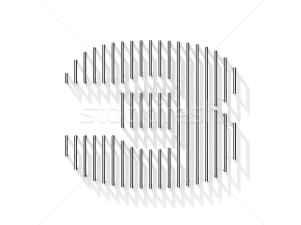 Silver, steel wire font. Number THREE 3 Stock photo © djmilic