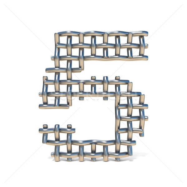 Metal wire mesh font Number 5 FIVE 3D Stock photo © djmilic
