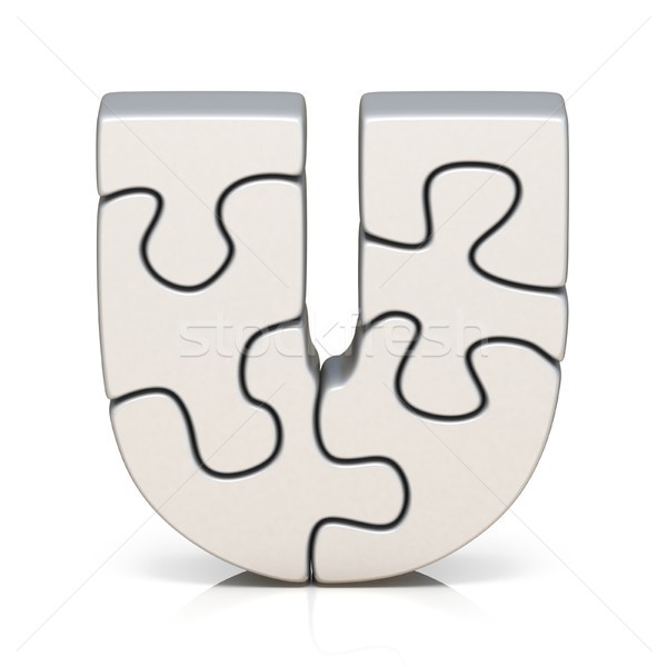 White puzzle jigsaw letter U 3D Stock photo © djmilic
