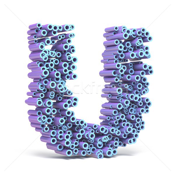 Purple blue font made of tubes LETTER U 3D Stock photo © djmilic