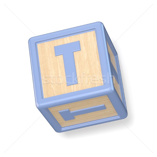 Letter T wooden alphabet blocks font rotated. 3D Stock photo © djmilic
