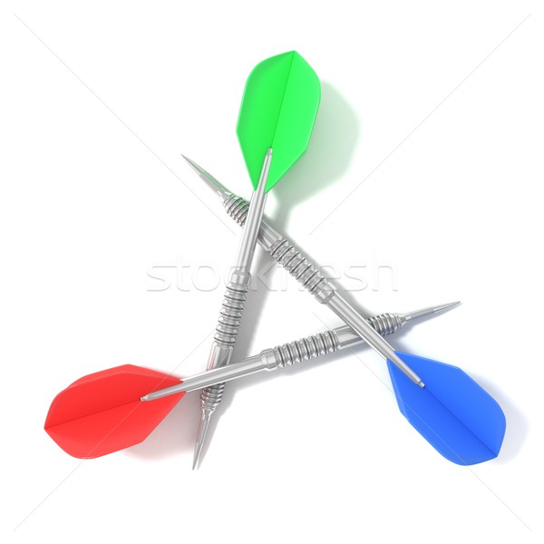 Set of darts arranged in triangle, isolated on white background. Stock photo © djmilic