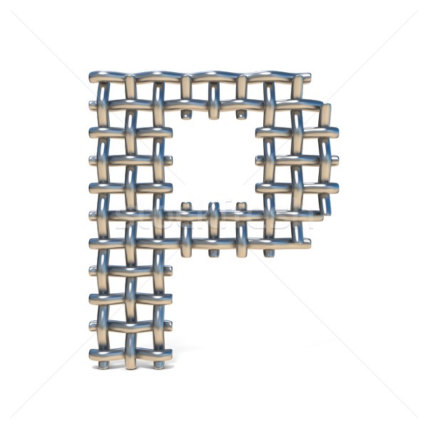 Metal wire mesh font LETTER P 3D Stock photo © djmilic