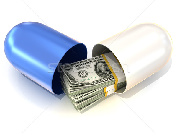 Opened blue pill capsule, with dollars stack inside Stock photo © djmilic