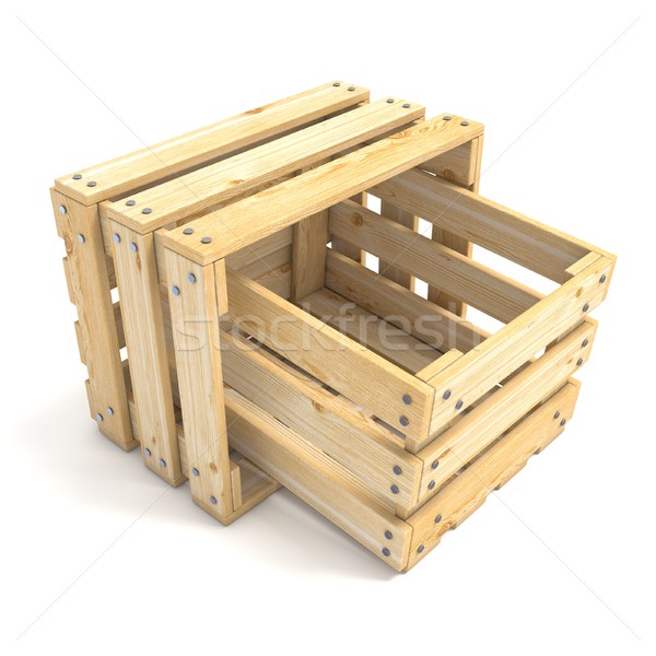 Zwei leer Holz Kiste Seitenansicht 3D Stock foto © djmilic