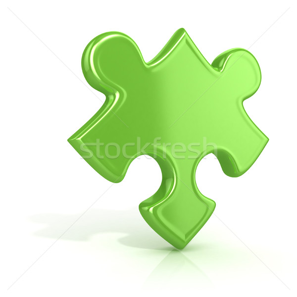 Single, green, standing jigsaw puzzle piece. 3D Stock photo © djmilic