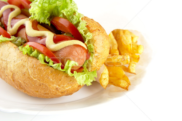 Hot dog składniki tablicy biały obraz Zdjęcia stock © dla4