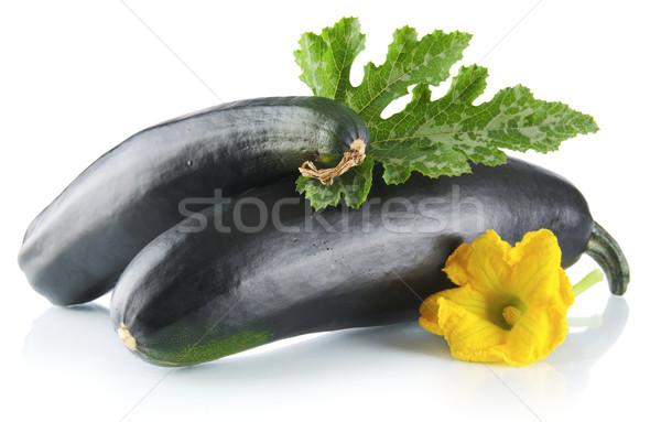 Mature courgettes with flowers on white background Stock photo © dla4