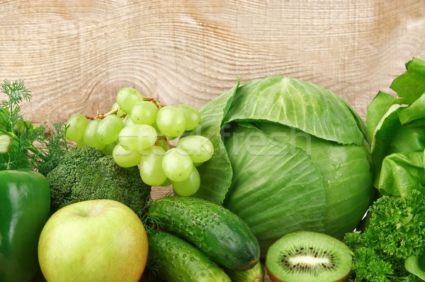 Group of green vegetables and fruits Stock photo © dla4