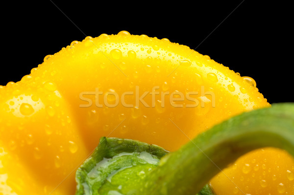 Macro cut shot of yellow bell pepper background with water drops Stock photo © dla4